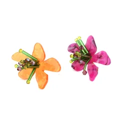Exaggerated Purple Acrylic Flowers Ring For Women Featuring Beading Craftsmanship 2
