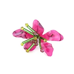 Exaggerated Purple Acrylic Flowers Ring For Women Featuring Beading Craftsmanship 5
