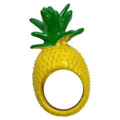Exaggerated Retro Enamel Pineapple Ring For Women Luxury Sensation Couple Rings Fingertip Jewelry Accessory Metal Fruit Pattern 5