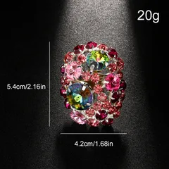 Exaggerated Round Open Ring For Women In Gold Alloy With Rhinestone Inlay 4