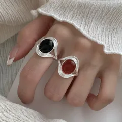 Exaggerated Round Silver Ring For Unisex Featuring Electroplated Copper With Agate Inlay