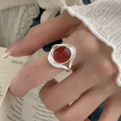 Exaggerated Round Silver Ring For Unisex Featuring Electroplated Copper With Agate Inlay 3