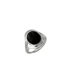 Exaggerated Round Silver Ring For Unisex Featuring Electroplated Copper With Agate Inlay 5