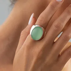 Exaggerated Square Open Ring For Women In Silver Plated Zinc Alloy Featuring Electroplated Finish 3