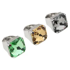 Exaggerated Square Open Rings For Women In Transparent Zinc Alloy With Electroplated Finish 5