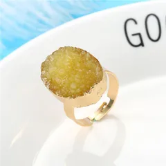 Fashion Oval Natural Pink Resin Inlay Alloy Ring For Women 2
