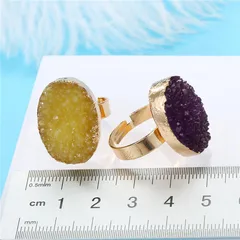 Fashion Oval Natural Pink Resin Inlay Alloy Ring For Women 4