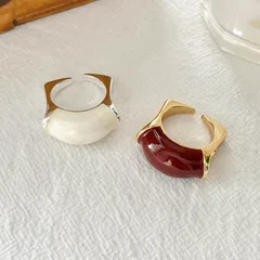 Fall Winter Oil Drop Irregular Arc Ring For Women Simple Ins Niche Design Vintage Open Finger Ring Chic Style Gold Plated Brass