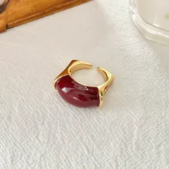 Fall Winter Oil Drop Irregular Arc Ring For Women Simple Ins Niche Design Vintage Open Finger Ring Chic Style Gold Plated Brass 2