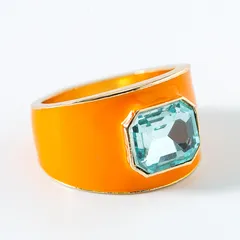 Fashion Geometric Ring For Women Featuring Rhinestones, 1 Piece Alloy Band With Artificial Gemstones Inlay 4