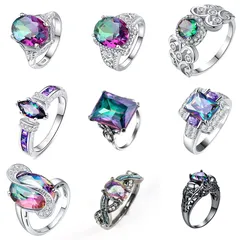 Fashion Geometric Rings For Women In Alloy With Artificial Gemstones Featuring Electroplated Design