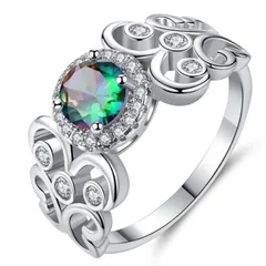 Fashion Geometric Rings For Women In Alloy With Artificial Gemstones Featuring Electroplated Design 3