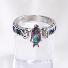 Fashion Geometric Rings For Women In Alloy With Artificial Gemstones Featuring Electroplated Design 4