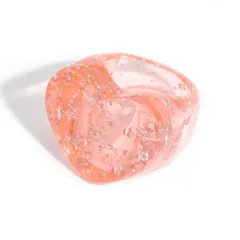 Heart Shape Fashion Resin Ring For Women In White Color