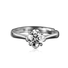 Geometric Open Ring For Women, 1 Piece Lady Style Silver Plated With Zircon, Featuring Electroplated Design 3