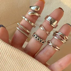 Geometric Open Ring For Women, 1 Piece Silver Plated Electroplated Ins Style