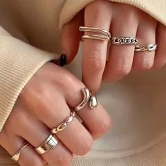 Geometric Open Ring For Women, 1 Piece Silver Plated Electroplated Ins Style 4