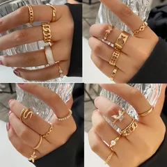 Fashion Heart Shape Ring Set For Women, 1 Set Alloy Rings Featuring Electroplated Design