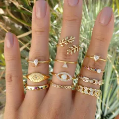 Fashion Geometric Alloy Ring For Women With Artificial Gemstones, Featuring Electroplated Design