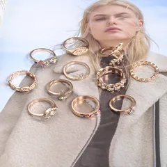 Fashion Geometric Alloy Ring For Women With Artificial Gemstones, Featuring Electroplated Design 2