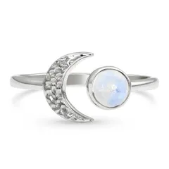 Fashion For Women Electroplated Alloy Open Ring With Artificial Gemstones Featuring Star And Moon Design 4