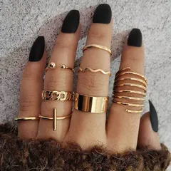 Fashion Geometric Gold Alloy Ring For Women Featuring Rhinestones Inlay Design 5