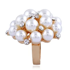 Fashion White Flowers Open Ring For Women In Alloy With Artificial Gemstones Featuring Water Plating 2