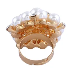 Fashion White Flowers Open Ring For Women In Alloy With Artificial Gemstones Featuring Water Plating 3