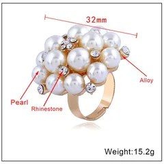 Fashion White Flowers Open Ring For Women In Alloy With Artificial Gemstones Featuring Water Plating 5