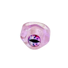 Fashion Resin Gold Foil Transparent Oval Blue Eye Devil Eye Ring Unique Personality Handmade Jewelry 5