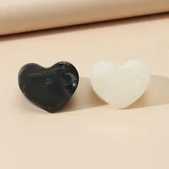 Unisex Heart Shape White Acrylic Ring With Artificial Gemstones, One Size, Perfect For Birthday 3