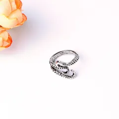 Fashion Geometric Open Rings For Unisex, Electroplated Zinc Alloy With White K Plated Coating 0.03µm-0.05µm Thickness 5