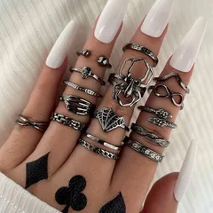 Fashion Geometric Halloween Ring In Gold Electroplated Alloy For Unisex, No Inlaid Design 2