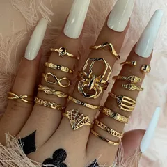 Fashion Geometric Halloween Ring In Gold Electroplated Alloy For Unisex, No Inlaid Design 3
