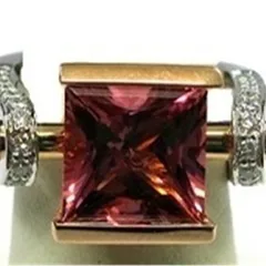 Fashion Square Alloy Ring For Women With Artificial Gemstones, Featuring Electroplated Design 2