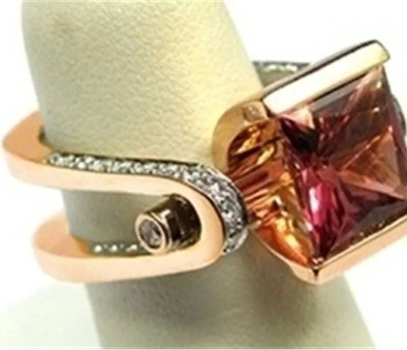 Fashion Square Alloy Ring For Women With Artificial Gemstones, Featuring Electroplated Design 3