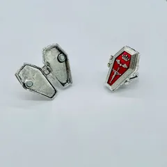 Fashion Trend Retro Vampire Coffin Gothic Cross Bat Ring Red Switchable For Men And Women 2