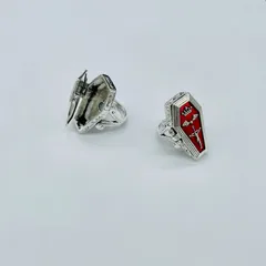 Fashion Trend Retro Vampire Coffin Gothic Cross Bat Ring Red Switchable For Men And Women 3