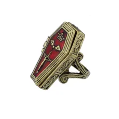 Fashion Trend Retro Vampire Coffin Gothic Cross Bat Ring Red Switchable For Men And Women 5