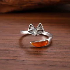 Fashionable Adjustable Fox Ring For Women Simple Design High-End Feeling Zinc Alloy Jewelry Fashionable OL Style Printed Alloy Ring 3