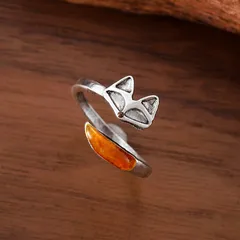 Fashionable Adjustable Fox Ring For Women Simple Design High-End Feeling Zinc Alloy Jewelry Fashionable OL Style Printed Alloy Ring 4