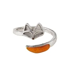 Fashionable Adjustable Fox Ring For Women Simple Design High-End Feeling Zinc Alloy Jewelry Fashionable OL Style Printed Alloy Ring 5