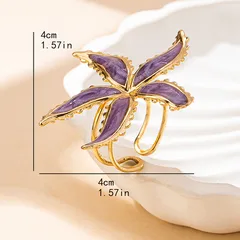 Fashionable Colorful Floral Open Ring For Women Travel Souvenir Casual Beach Date Selfie Interview Suitable All Seasons 2