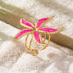 Fashionable Colorful Floral Open Ring For Women Travel Souvenir Casual Beach Date Selfie Interview Suitable All Seasons 4