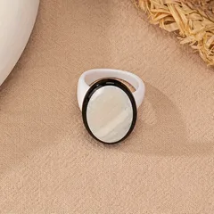 Fashionable Geometric Illusion Acrylic Flat Bottom Round Shell Ring Patch Unisex Square Circular Face Ring Popular In 3