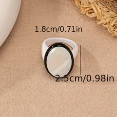 Fashionable Geometric Illusion Acrylic Flat Bottom Round Shell Ring Patch Unisex Square Circular Face Ring Popular In 4