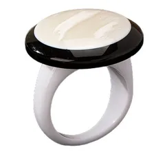 Fashionable Geometric Illusion Acrylic Flat Bottom Round Shell Ring Patch Unisex Square Circular Face Ring Popular In 5