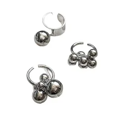 Fashionable Grape Cluster Round Ball Open Ring For Women Silver Metal Unique Design Sensation Finger Ring Personality Band 5