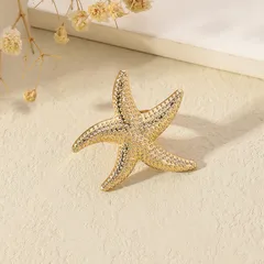 Fashionable Metal Starfish Beach Ring Adjustable Size Vacation Floral Joint Ring Ocean Style Jewelry For Women Summer Autumn 4