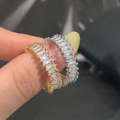 Fashionable Minimalist Women's Ring With Full Drill Zircon U-Shape Geometric Pattern Living Mouth Ins Style Personality Ring
